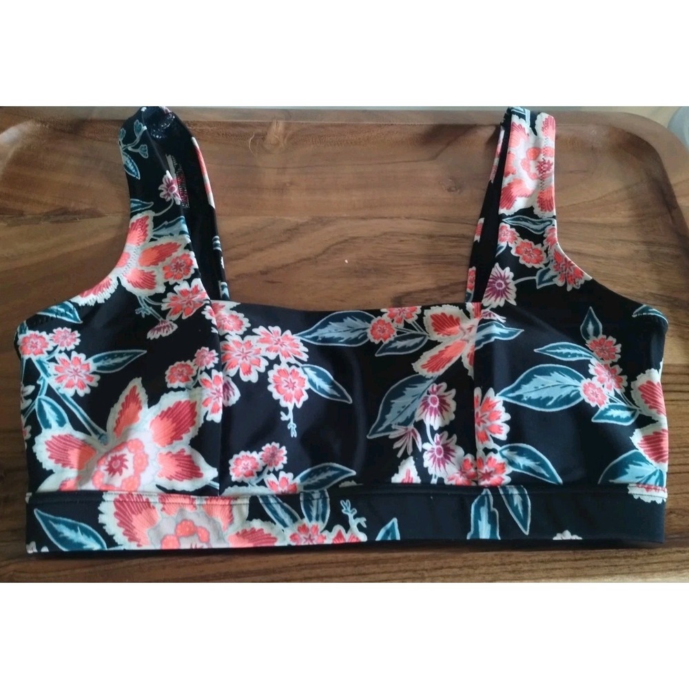 Old Navy Black Floral Padded Bralette Bikini Top Swimwear 4A Women's S